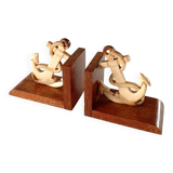 Serre-livres bois et bakélite ancres marines