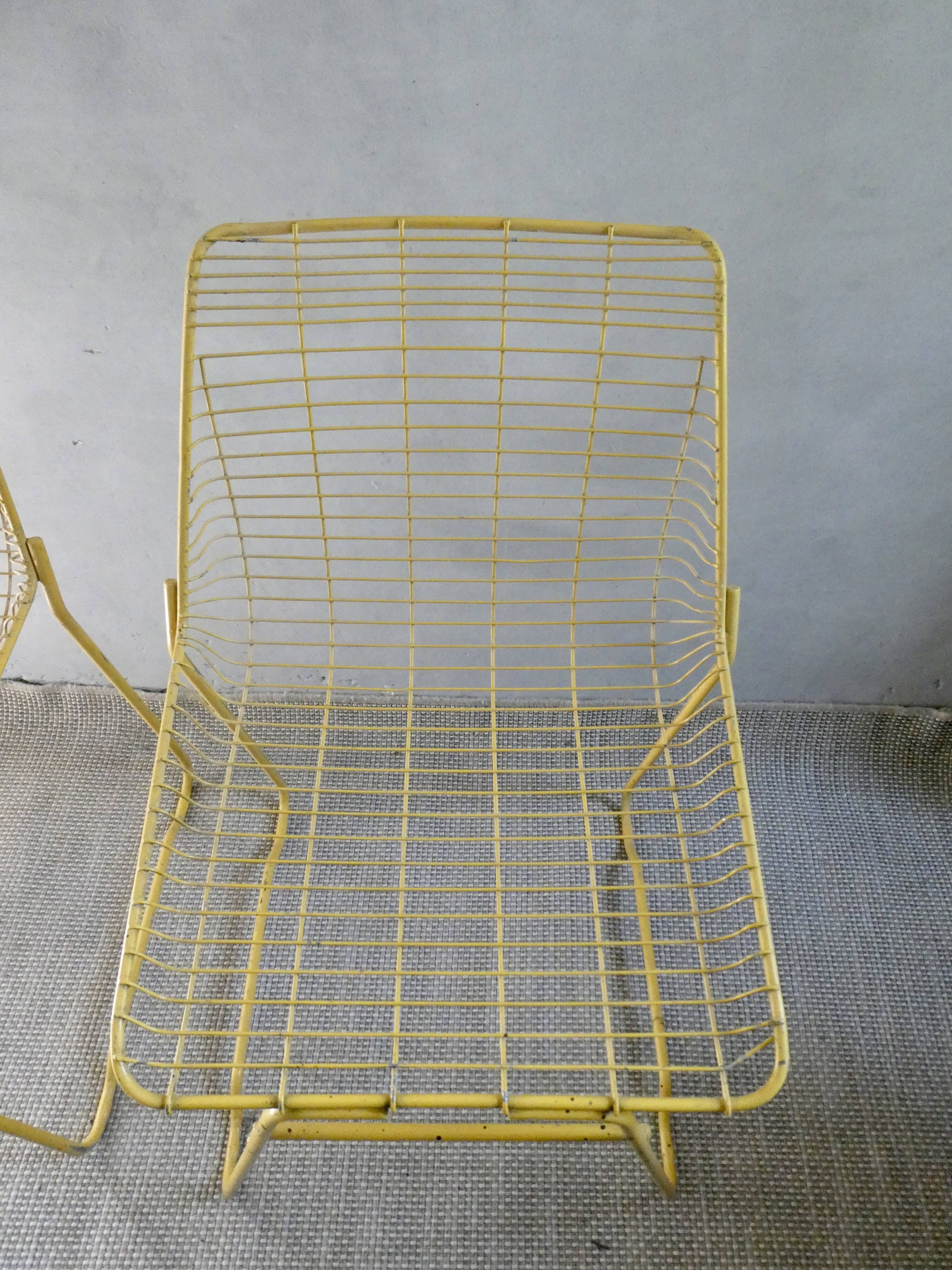 Pair of 1960s metal mesh chairs