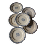 Un lot de 6 petites assiettes Terre de Fer bleu Clairefontaine Grec