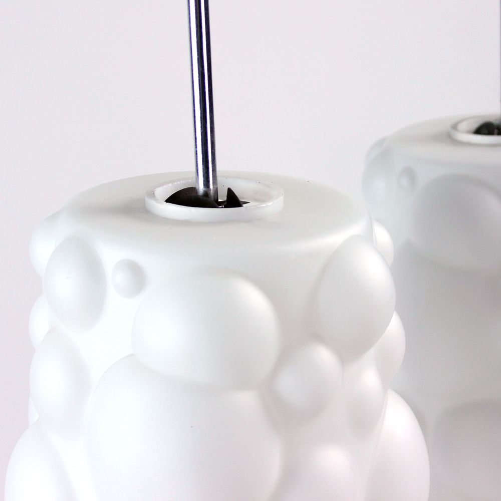 Bubble pendants in white opaline glass, Czechoslovakia 1960s, set of 2