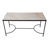 Coffee table in marble and black lacquered metal, 1950