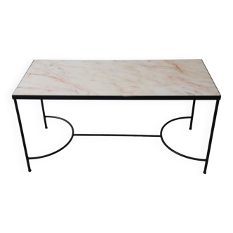 Coffee table in marble and black lacquered metal, 1950