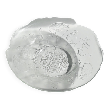 Glass Fruit Bowl with Flamingos by Walther Glas Germany - 1980s