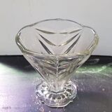 Old art deco vase transparent molded glass vintage decoration