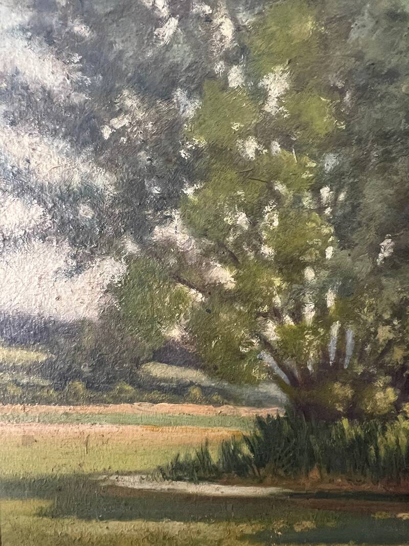 Painting "Trees on the edge of a pond", A.Beauvarlet, Oil on wood