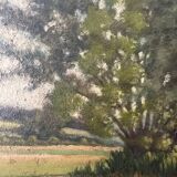 Painting "Trees on the edge of a pond", A.Beauvarlet, Oil on wood