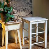 Workshop stool in vintage patinated solid wood