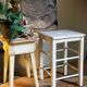 Workshop stool in vintage patinated solid wood