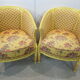 Paire de fauteuils bergères, chauffeuses, forme corbeille