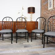 Lot of 4 Italian design chairs 70s - 80s in black laqué wood
