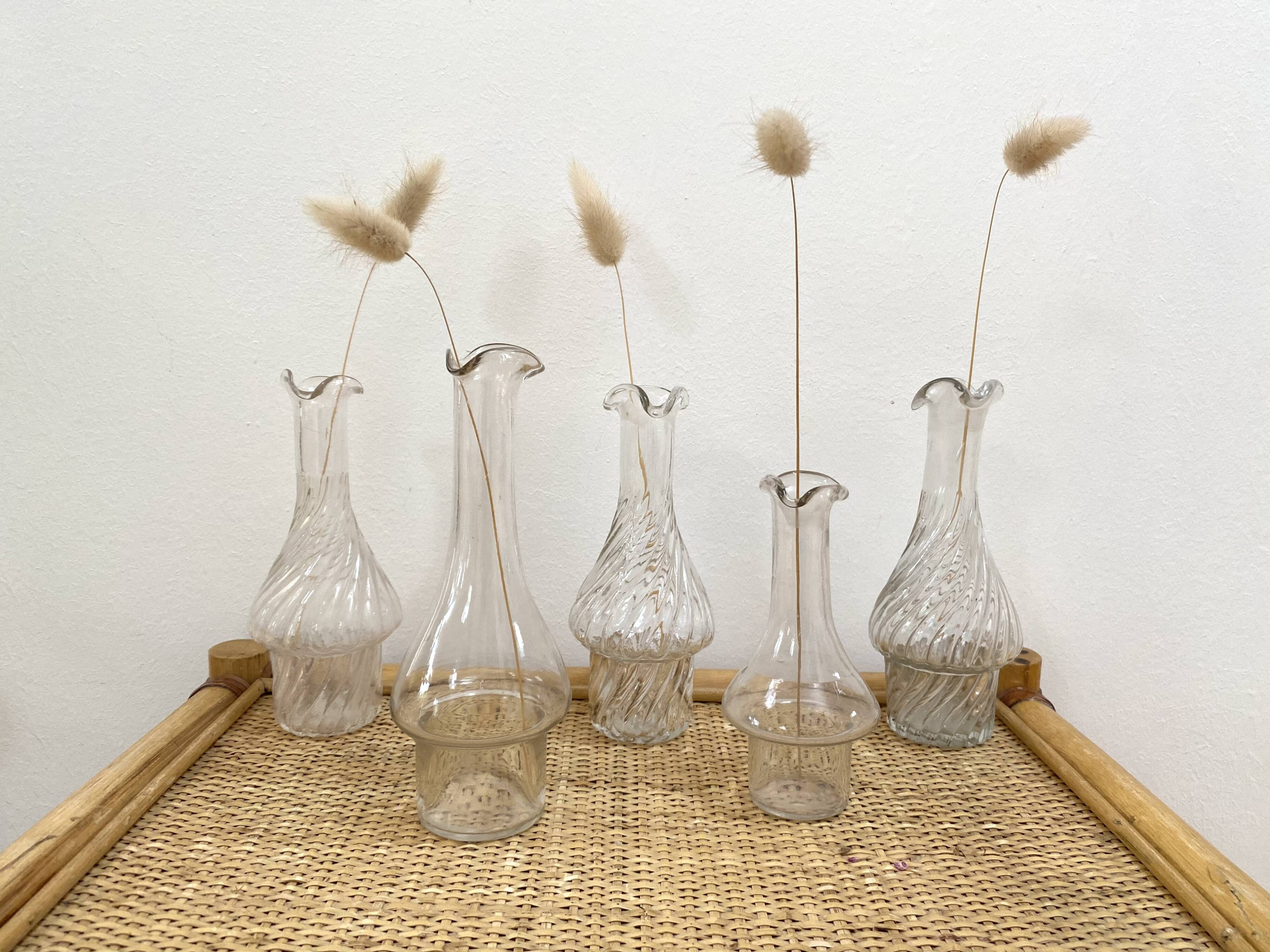 Set of 5 glass apothecary vials