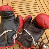 Boxing gloves plus jump rope with leather straps