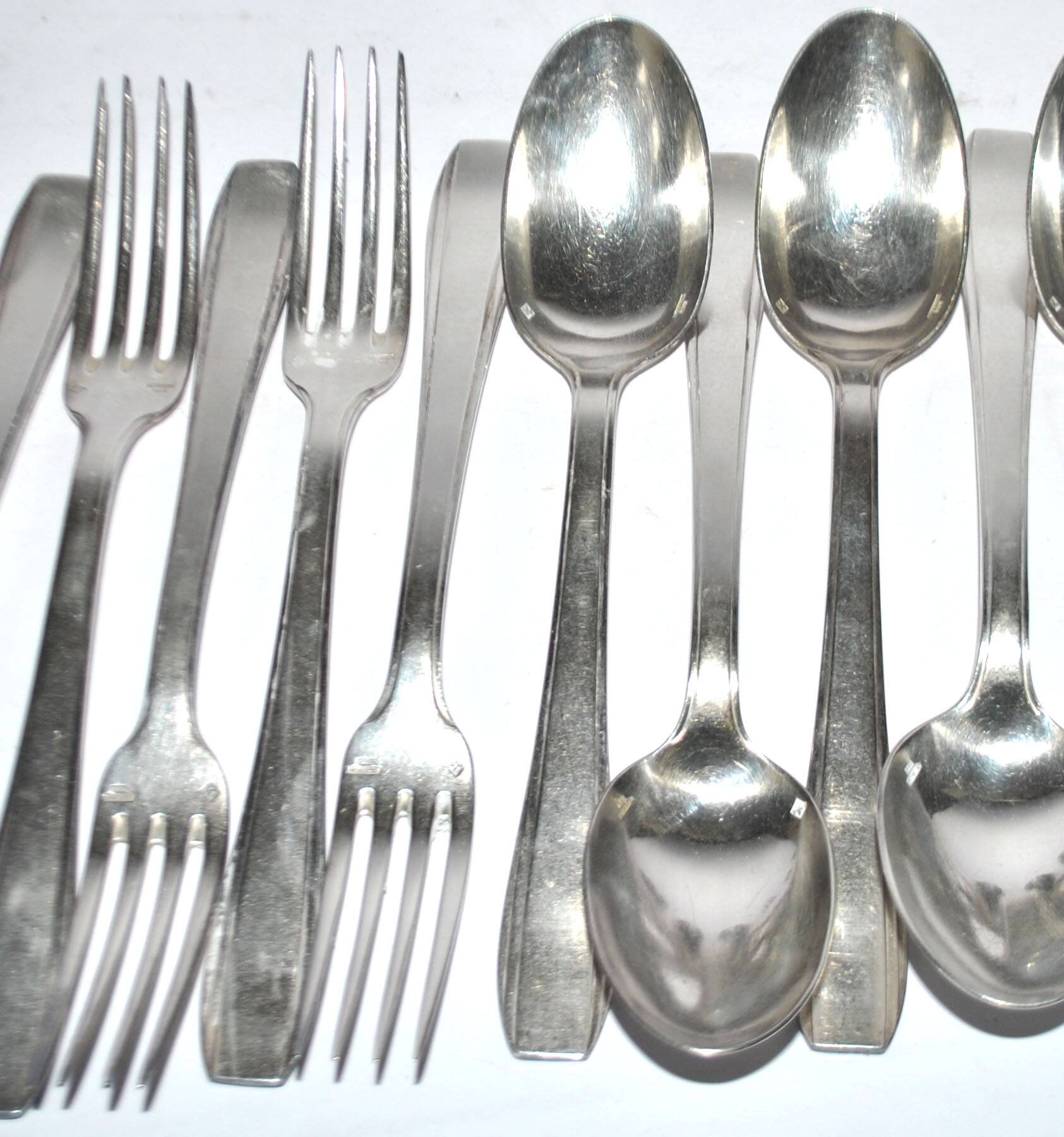 Set of 6 silver-plated Art Deco table spoons and 6 forks ARGENTAL near Boreal 21cm