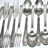 Set of 6 silver-plated Art Deco table spoons and 6 forks ARGENTAL near Boreal 21cm