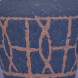 vintage matt blue & brown drawing West Germany vase Bay