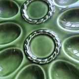 Green egg barbotine dish 25x17