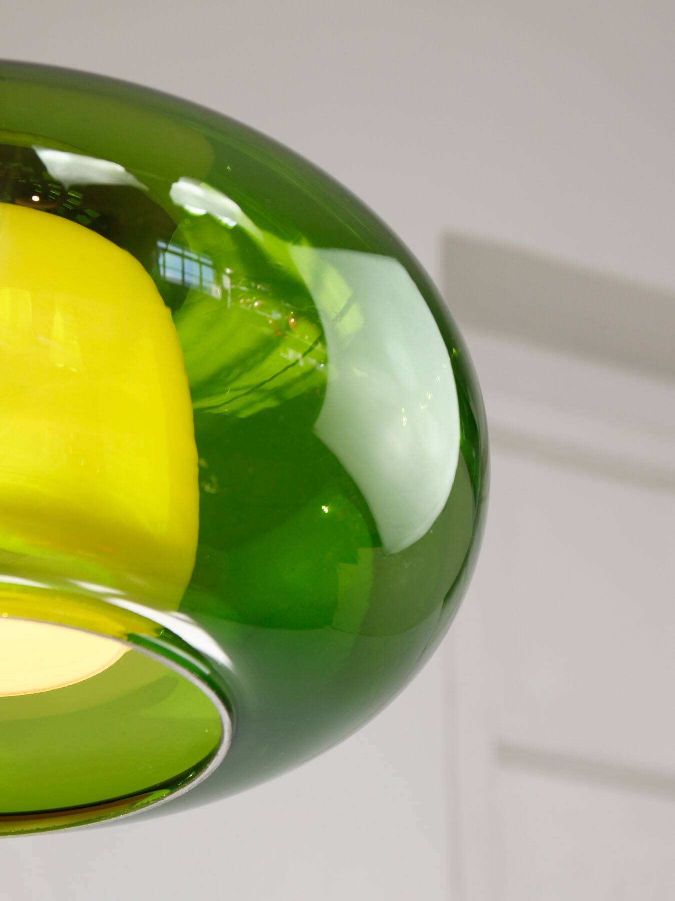 Mid-Century Italian Green Glass & Brass Pendant Lamp, 60s