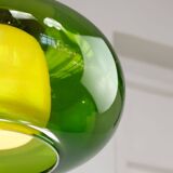 Mid-Century Italian Green Glass & Brass Pendant Lamp, 60s