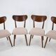 Ensemble de quatre chaises de salle à manger en hêtre restaurées des années 1950, Tchécoslovaquie