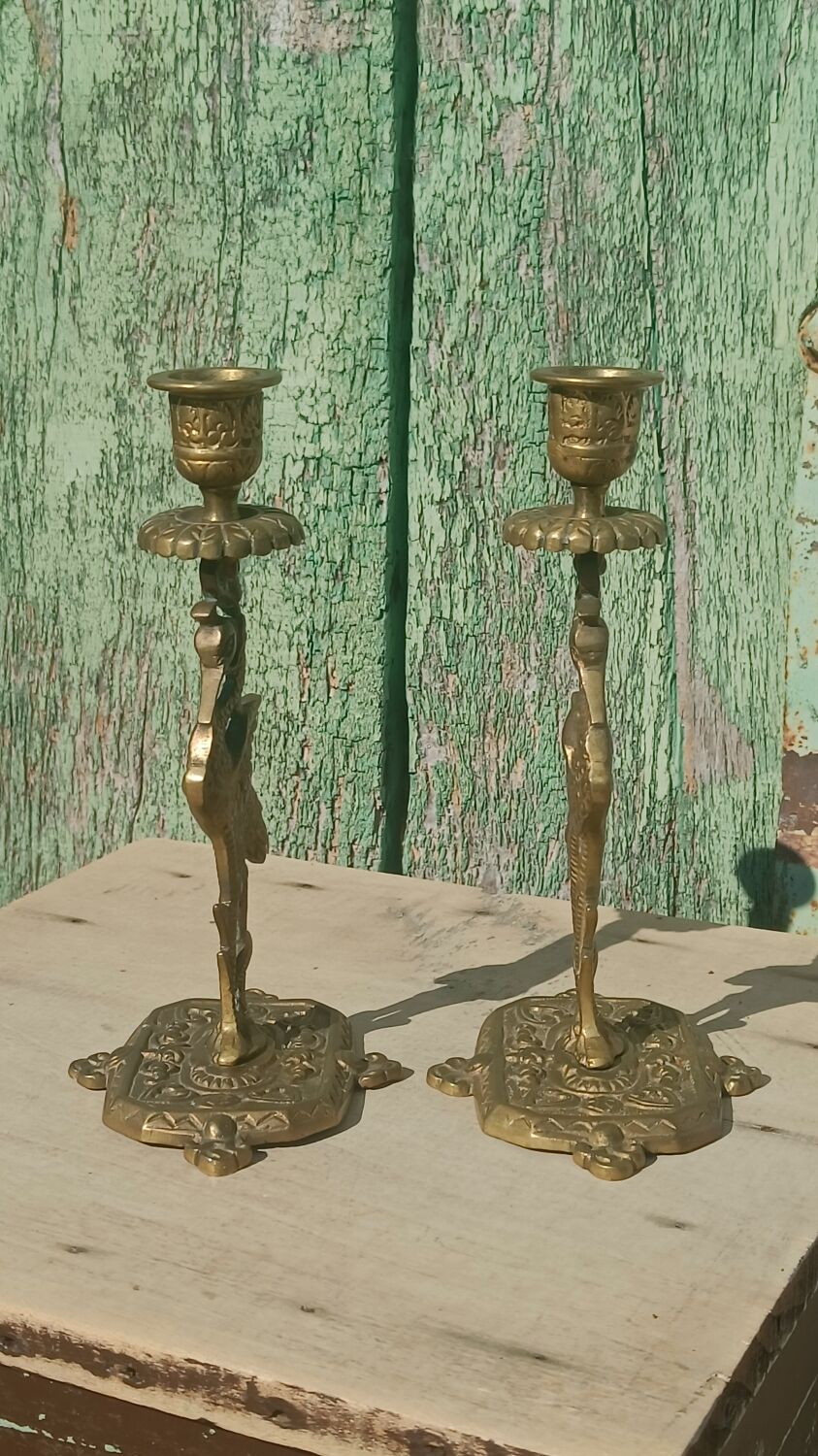 Antique bronze candlesticks