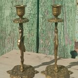 Antique bronze candlesticks