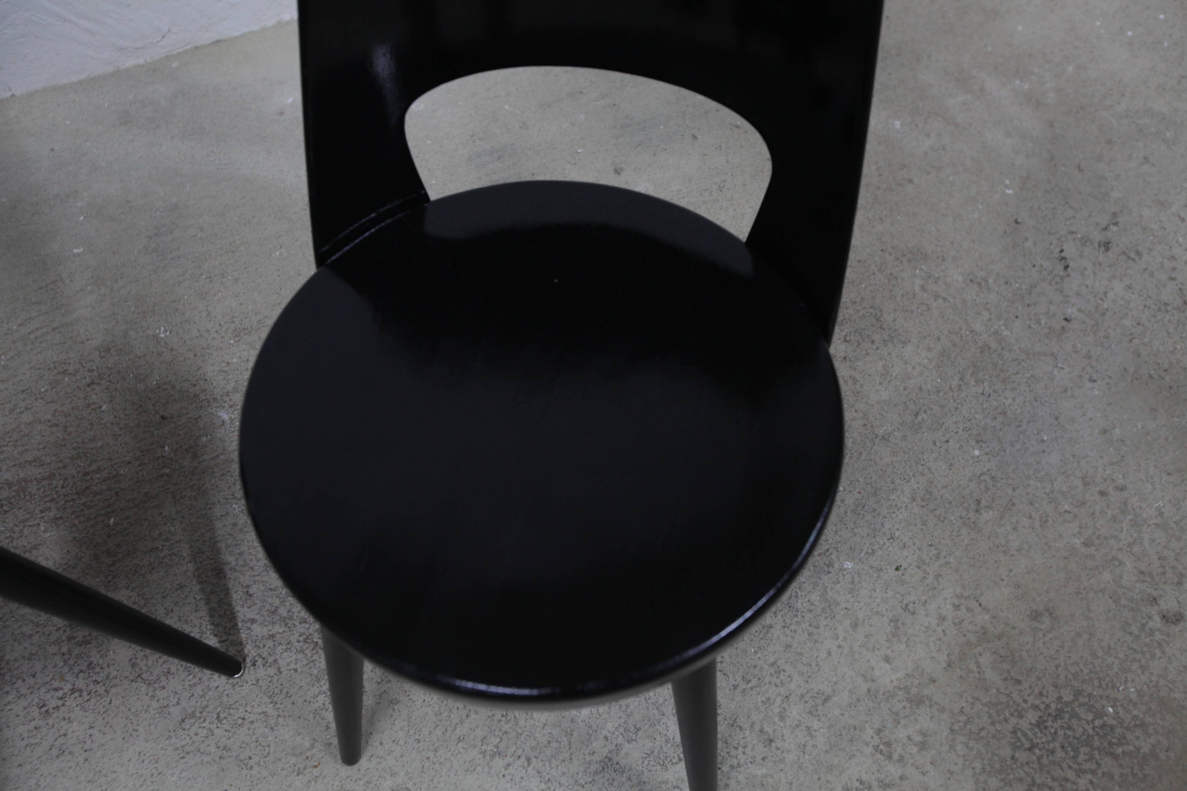 Pair of Baumann Montdor model chairs restored black 1980