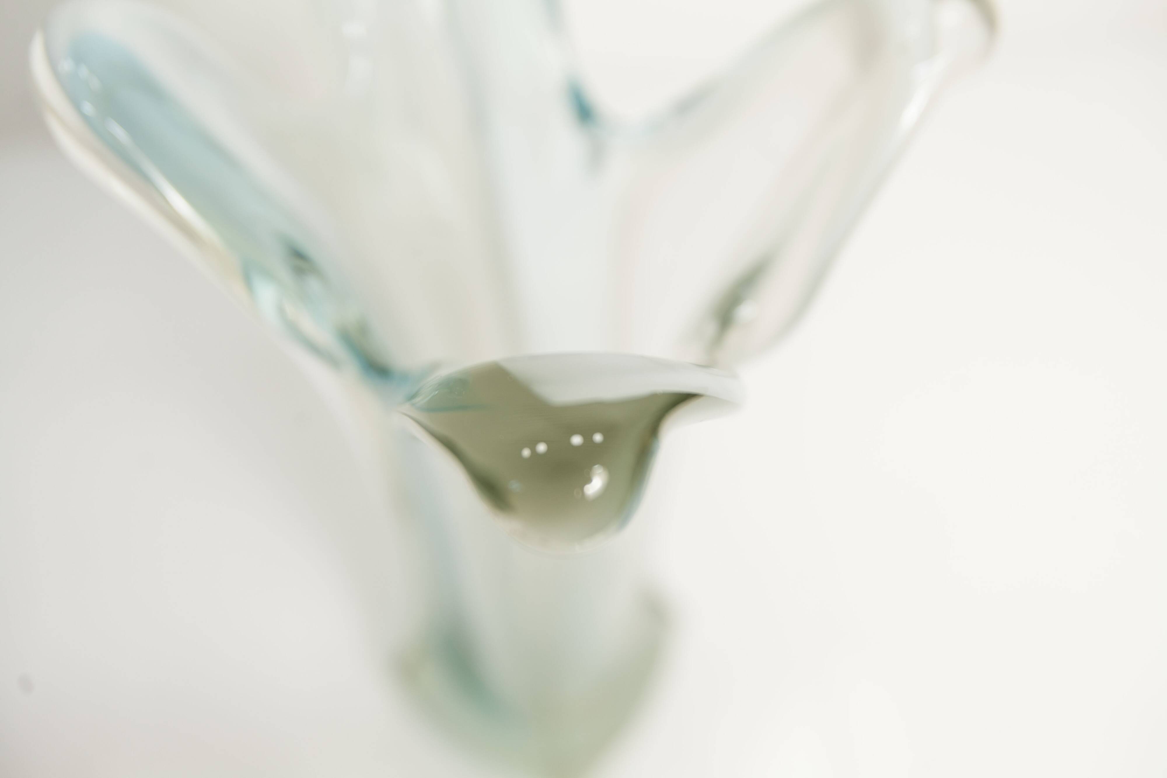 Large Murano vase 1960 transparent white and blue H35.5cm