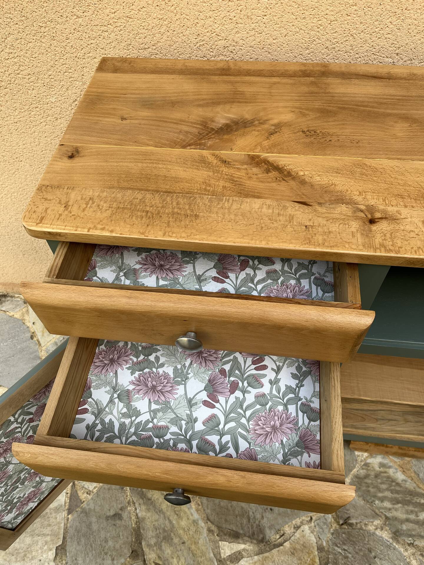 Buffet base Mado renovated green Galane and wood