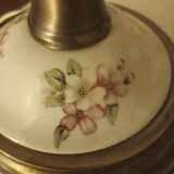Stained glass lamp with porcelain and bronze base