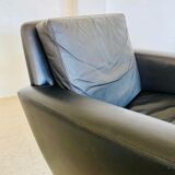 Vintage Danish swivel chair in black leather by Georg Thams
