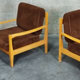 Pair of Czechoslovakian armchairs 1980 corduroy