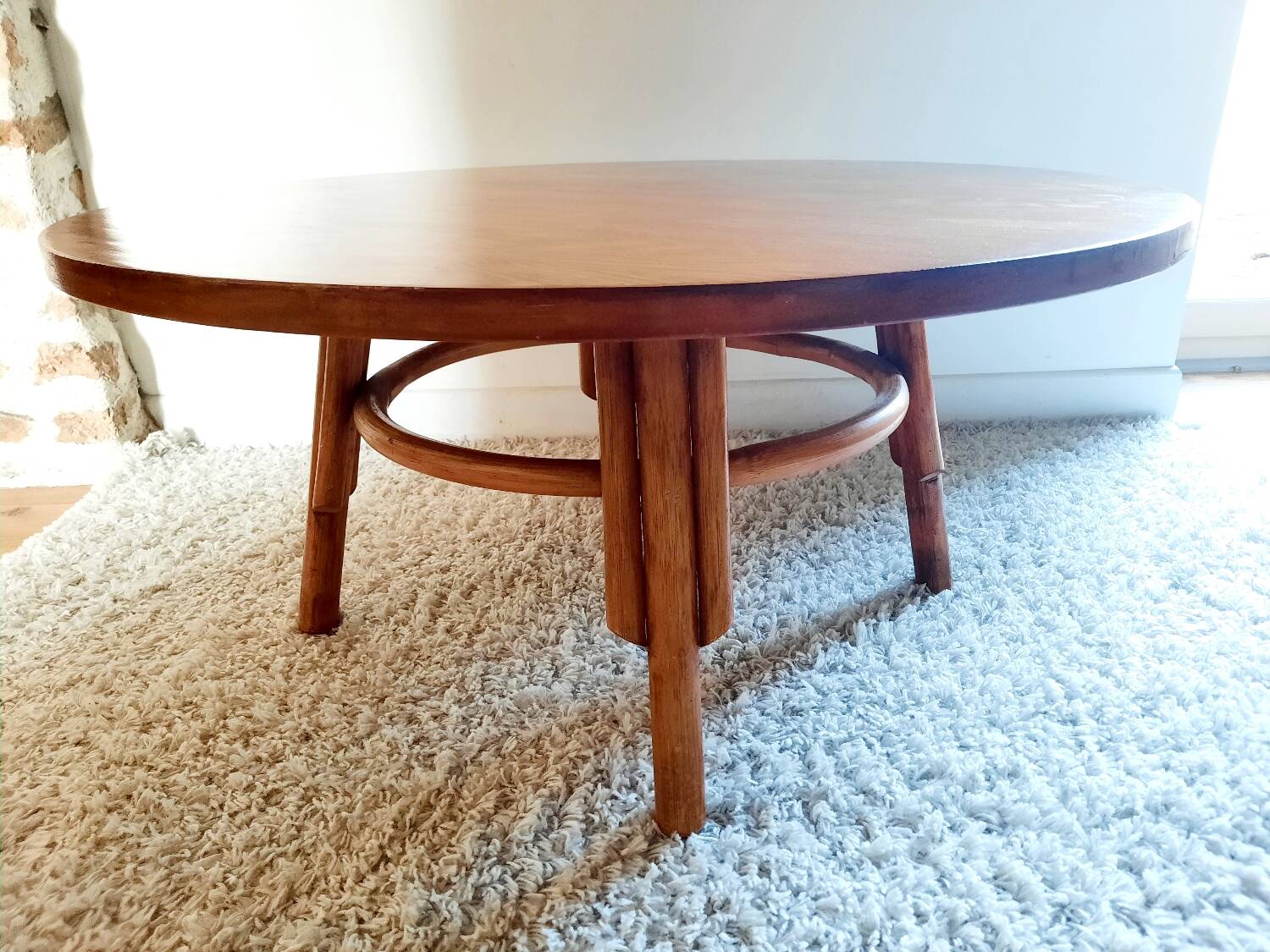 70s rattan coffee table