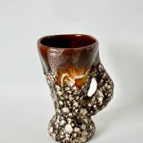 Fat Lava brown ceramic pitcher from the 70s