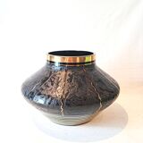 Art Deco Black Hyalite Boom Glass Vase from De Rupel Glassworks