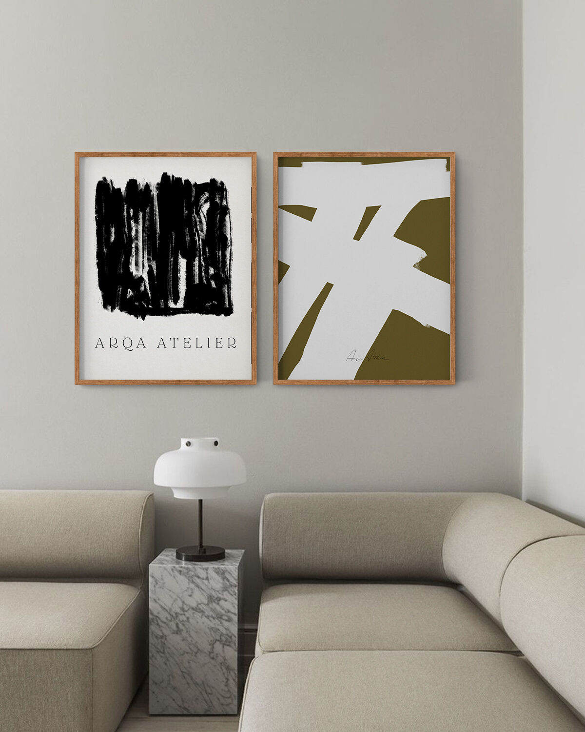 Pair of giclee prints, abstract wall art set of two, 50x70cm