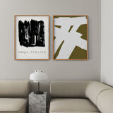 Pair of giclee prints, abstract wall art set of two, 50x70cm