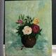 Small old still life painting of a bouquet of roses