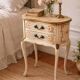 Curved bedside table painted with floral shabby decor – Louis XV style