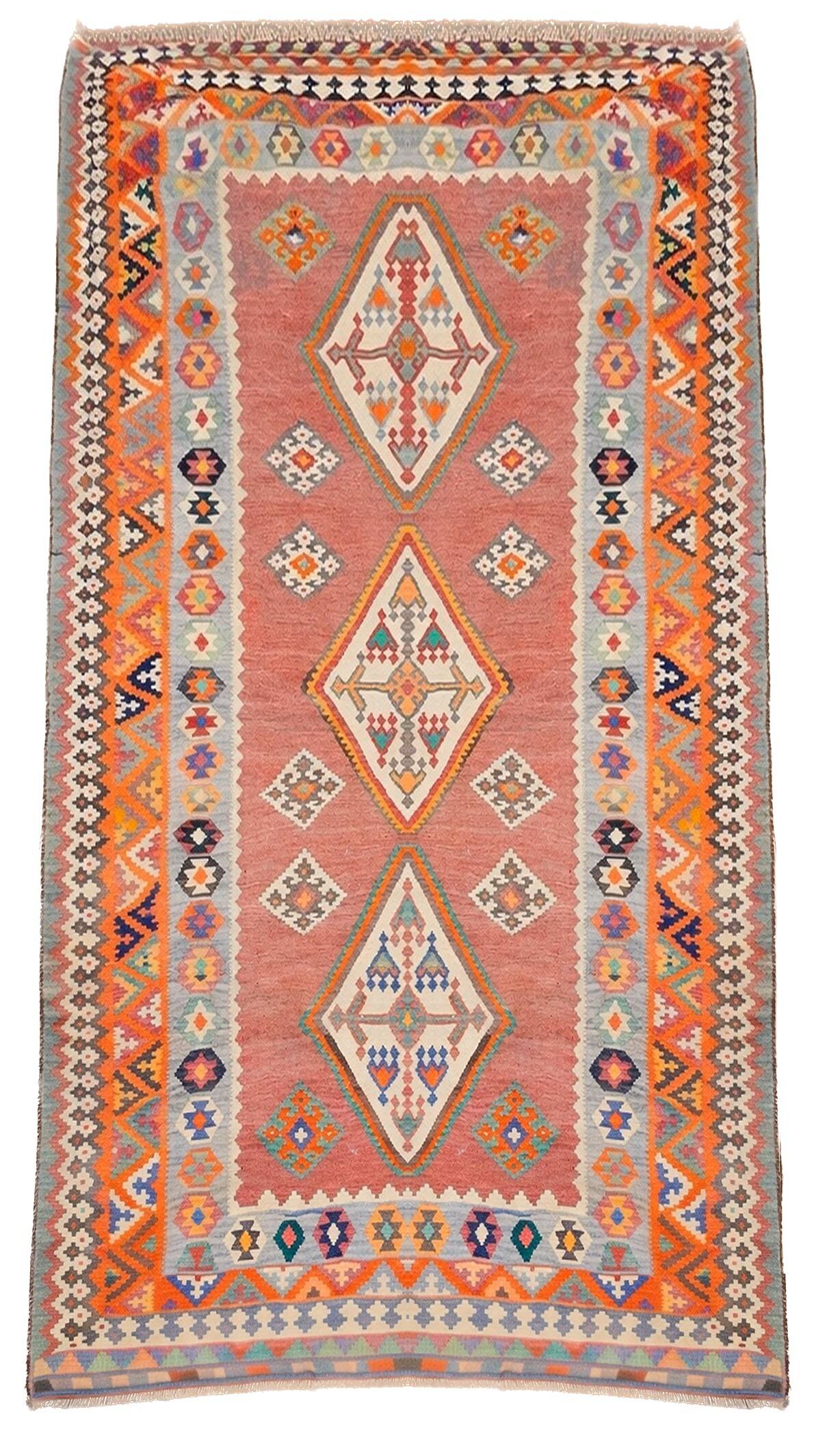 Oriental Kilim Rug Shiraz Gashgai Antique: 1.50 X 2.85 Metres