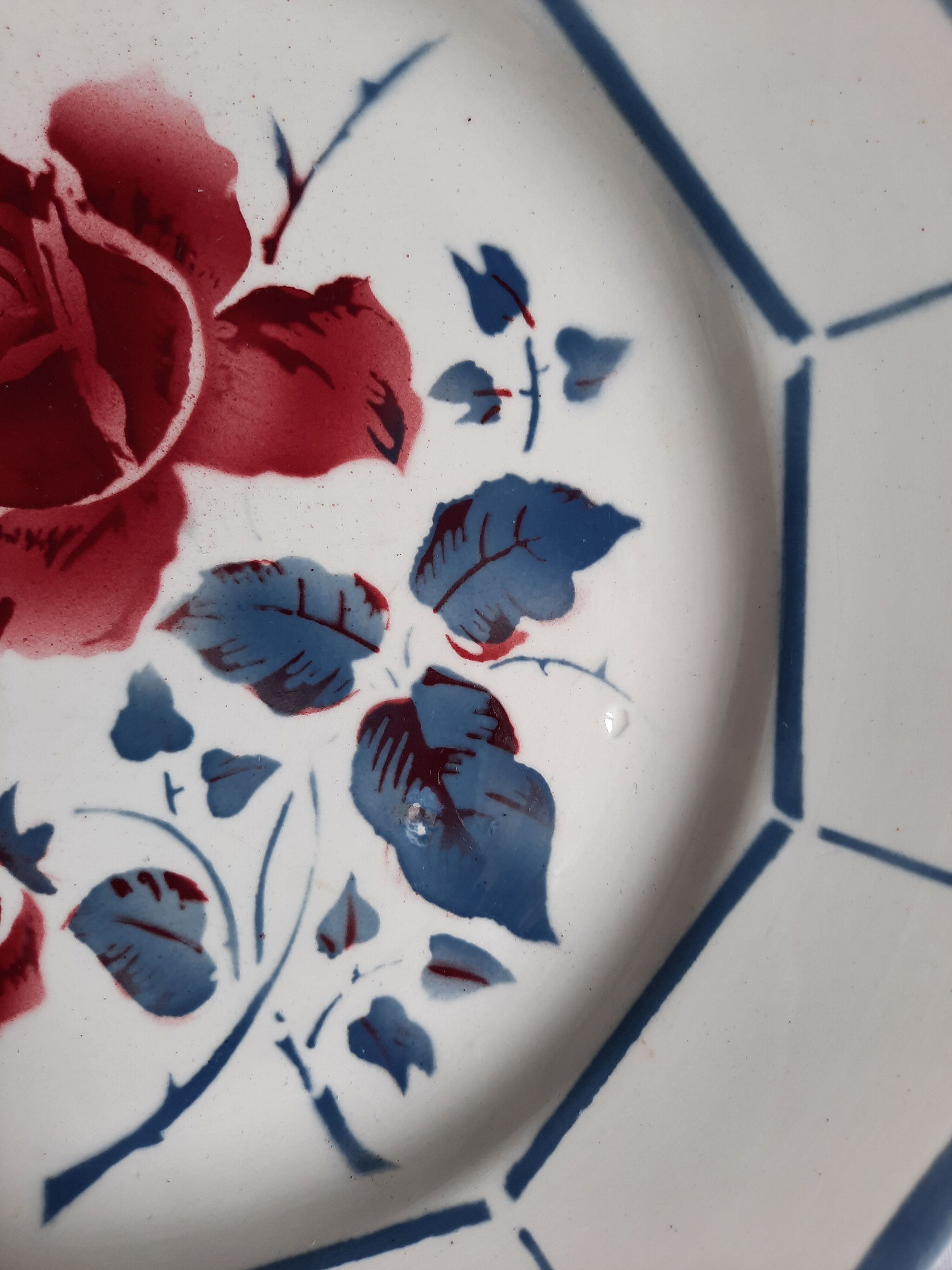 Old flat plates mismatched in earthenware