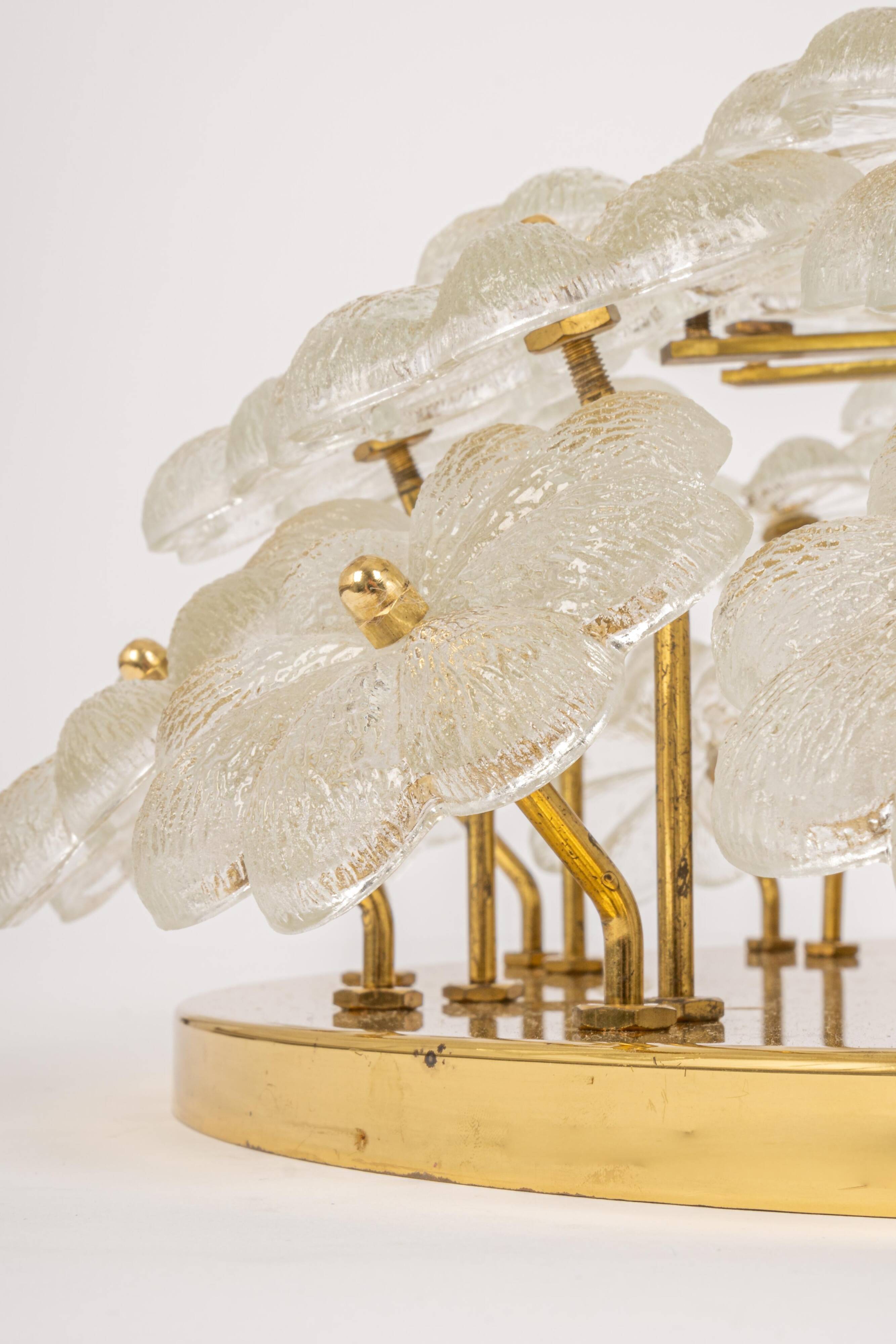 plafonnier fleur en verre Murano par Ernst Palme, Allemagne, années 1970