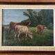 Table: oil on canvas - cows in the vicinity