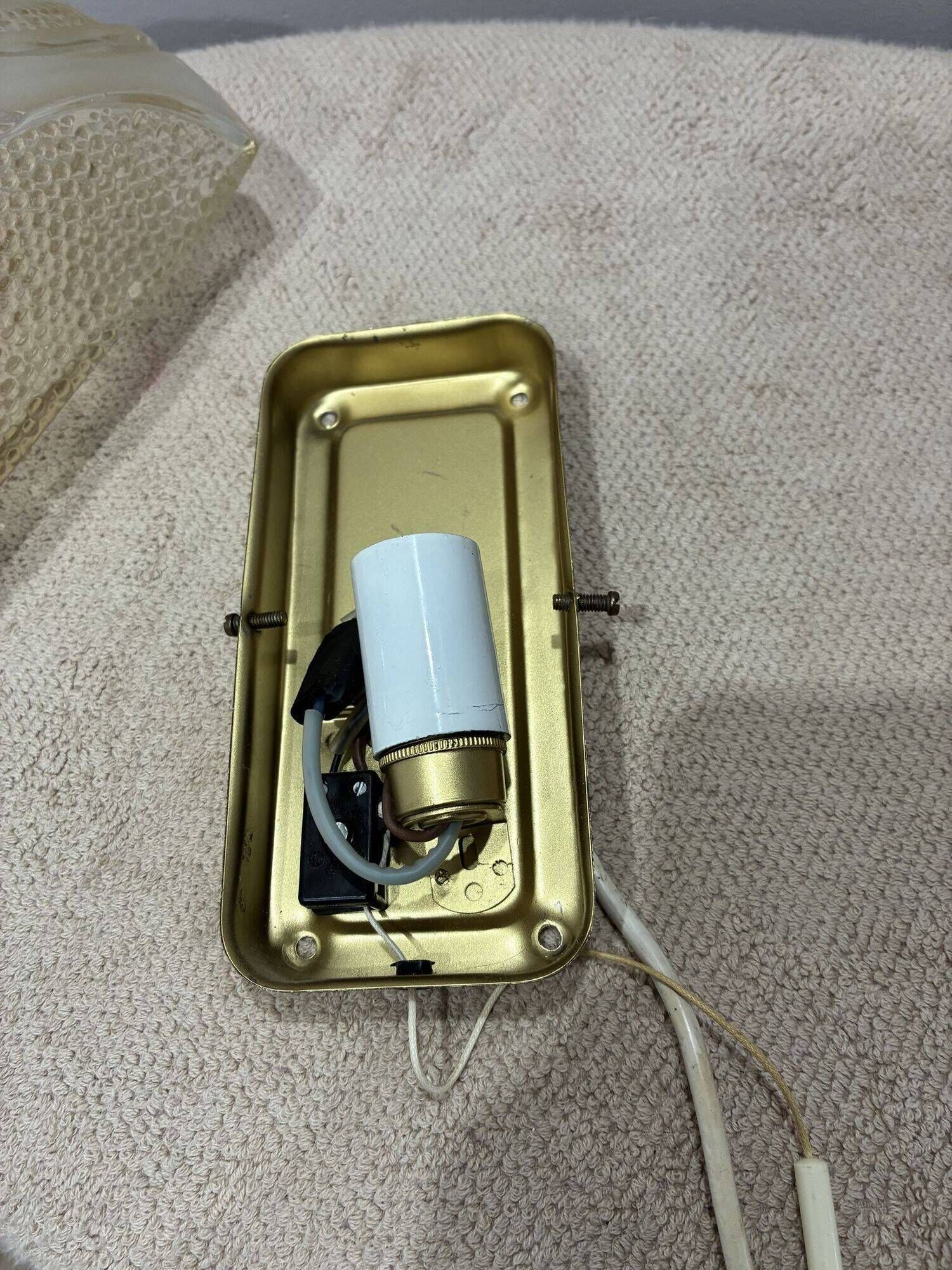 Pair of textured cut glass wall lights, 1970s