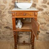Vanity unit - antique washbasin in wood and marble