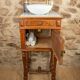Vanity unit - antique washbasin in wood and marble