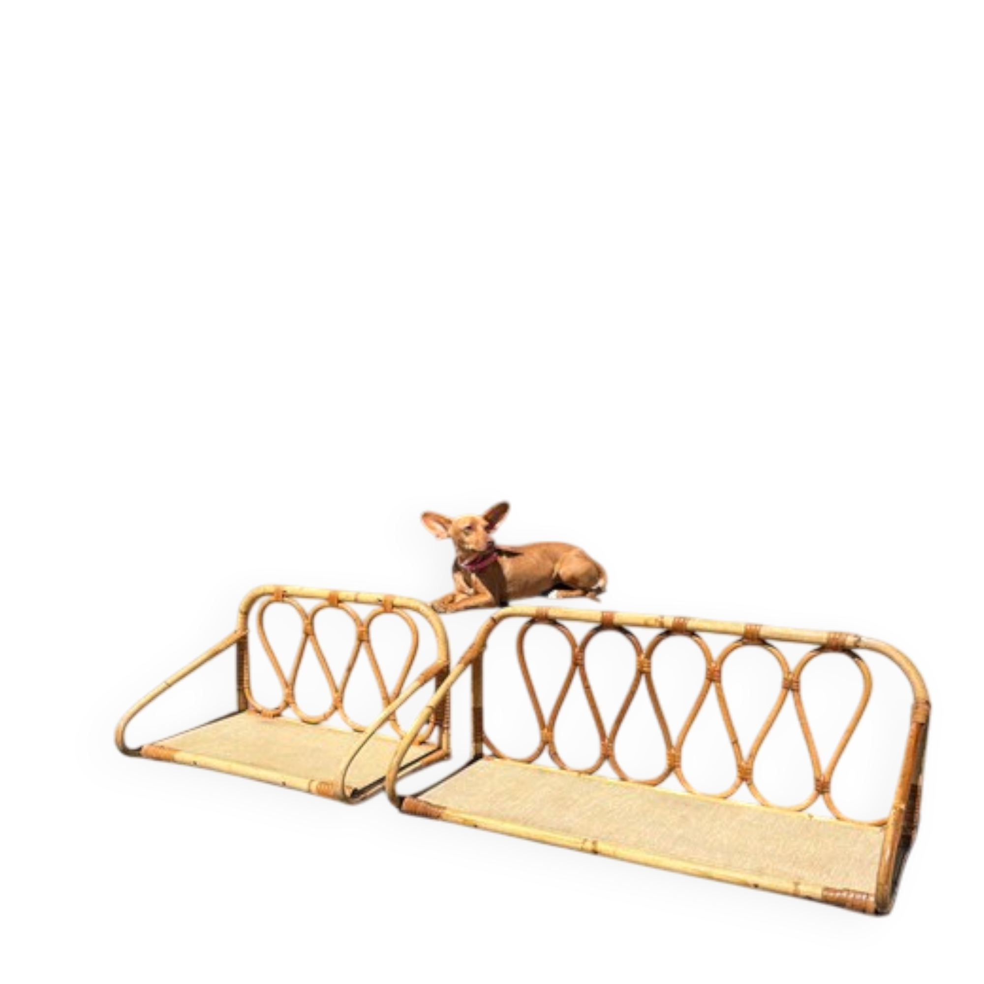 Vintage rattan shelf pair "Celestine"