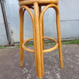 High bar stool in woven rattan