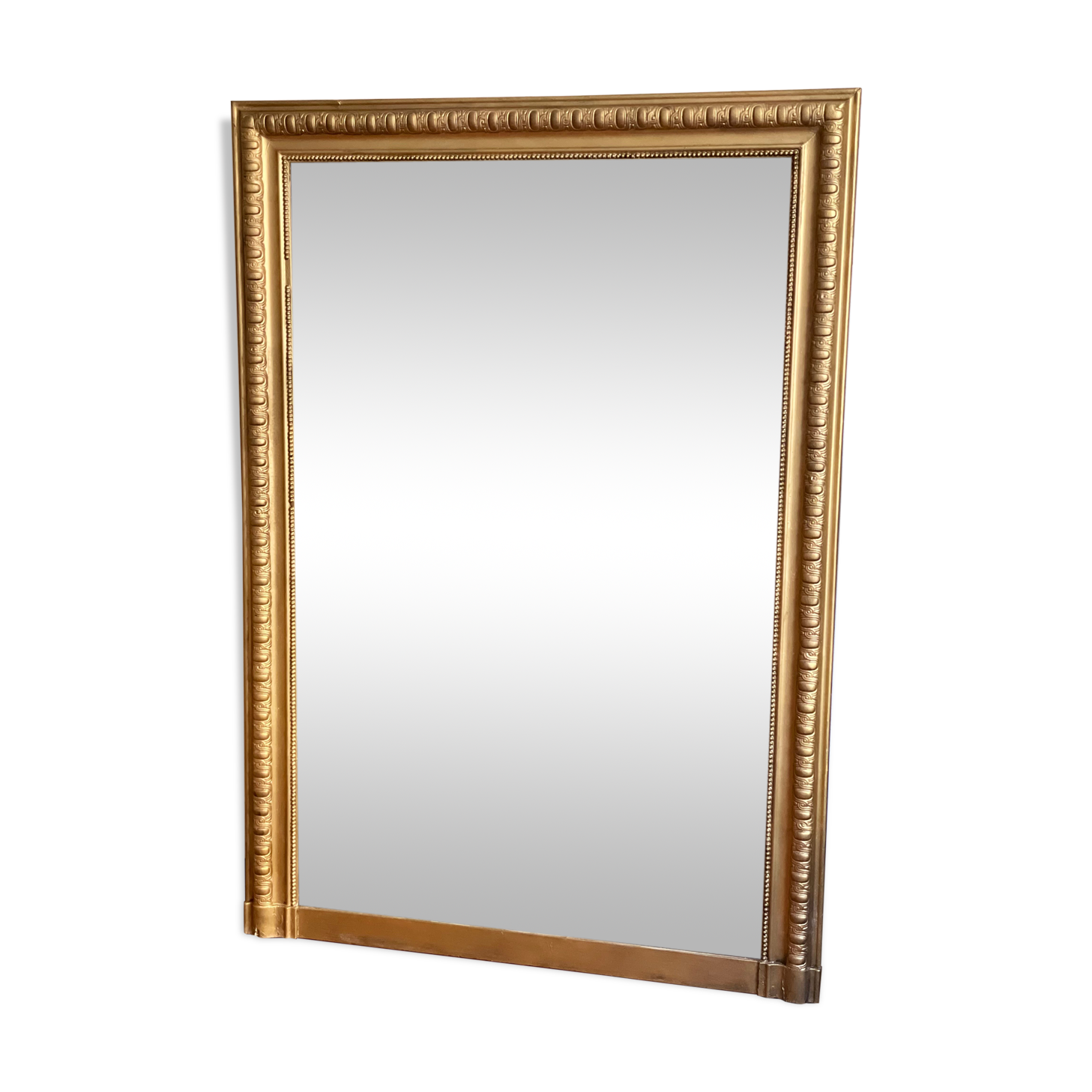 Old gilded mirror louis Philippe rectangular carved godrons