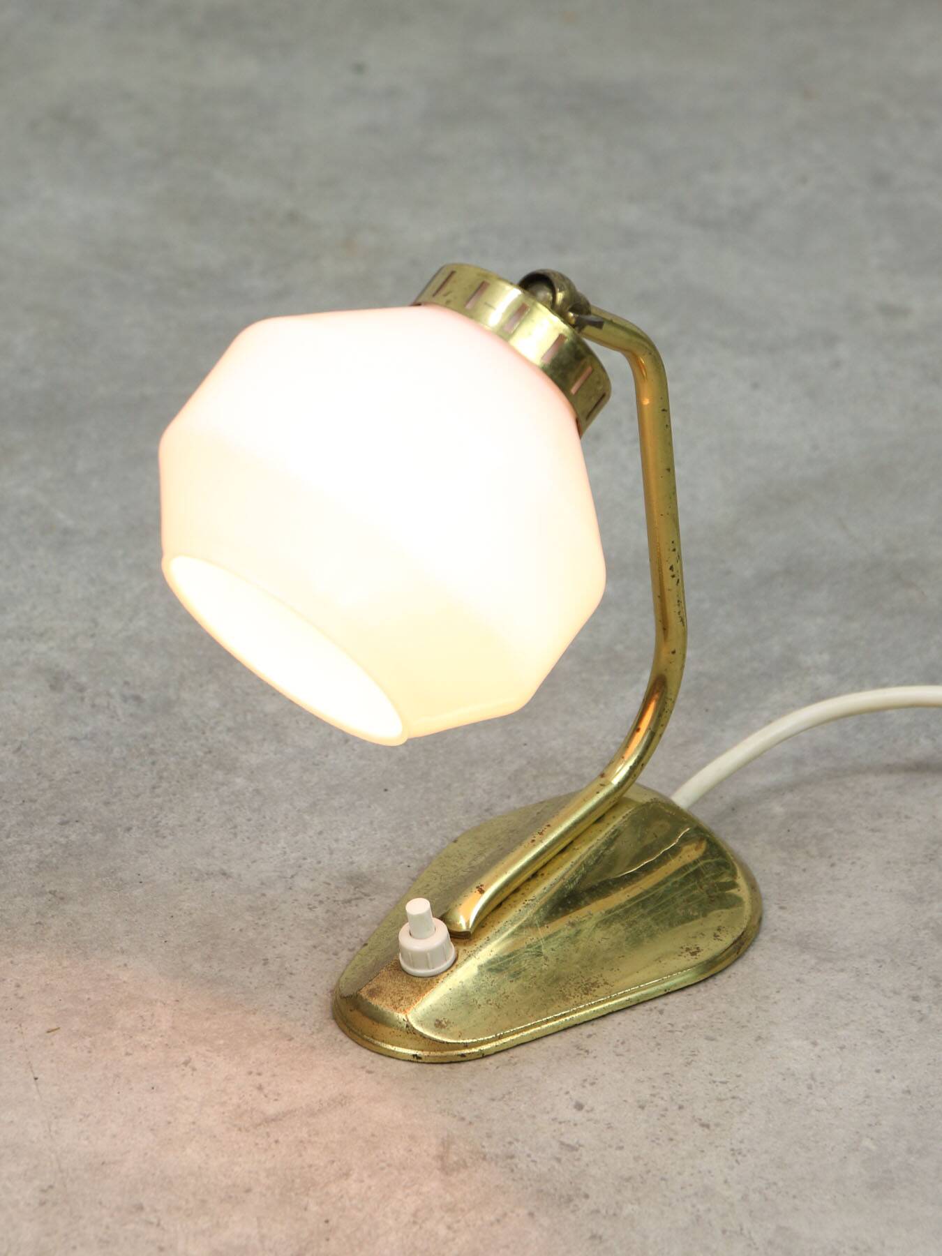Mid-Century Italian Brass and Opaline Table Lamp
