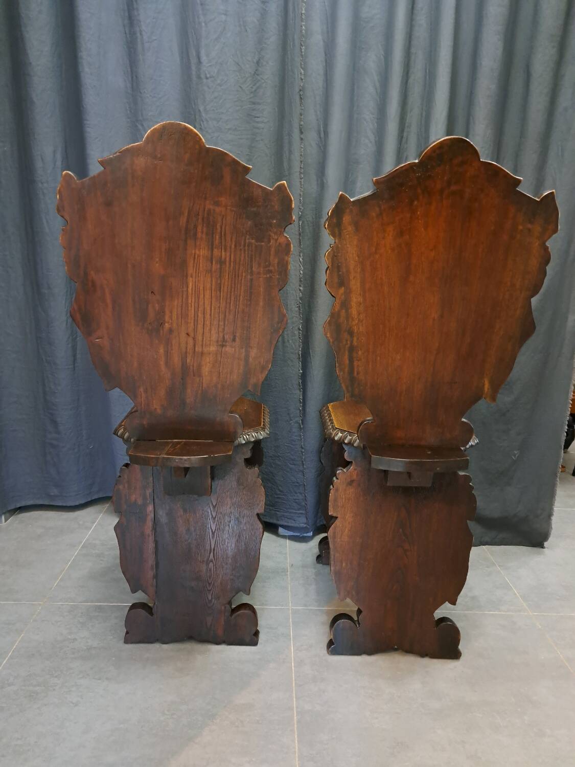 Pair of 19th century walnut stepladder chairs